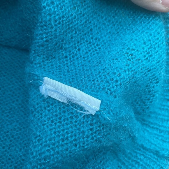 Boden Teal Mohair Blend  Knit V-Neck Cardigan Sweater - US Women's Size 10 - Picture 6 of 14